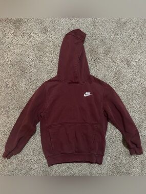 Nike Kids Maroon Hooded Pullover with White Logo